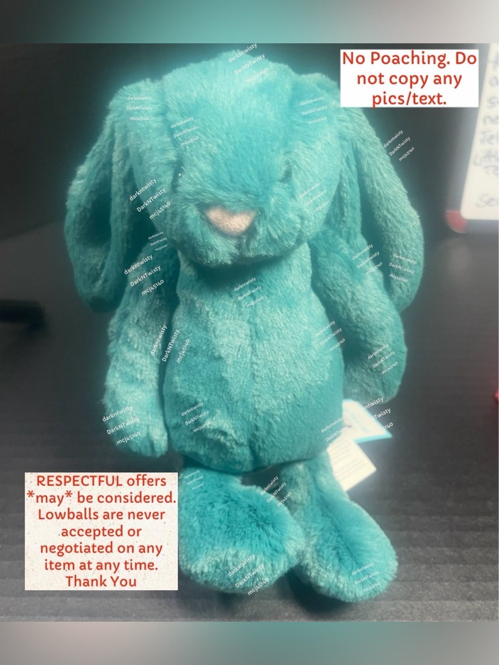 BNWT JELLYCAT LITTLE BASHFUL TEAL BUNNY AUTHENTIC SALES RECEIPT AVAILABLE